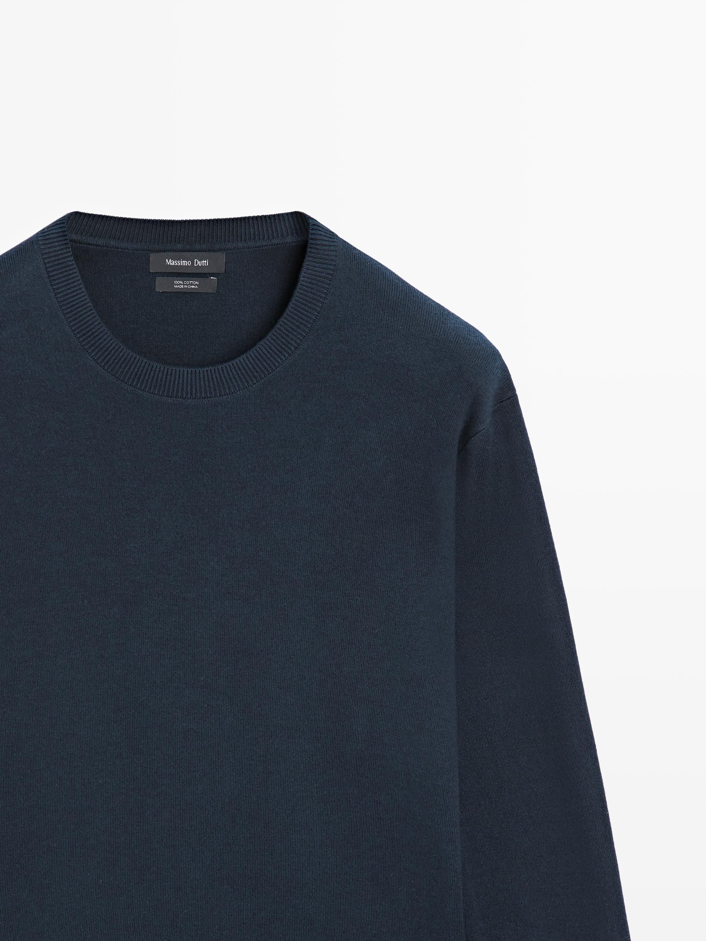 Knit 100% cotton crew neck sweater